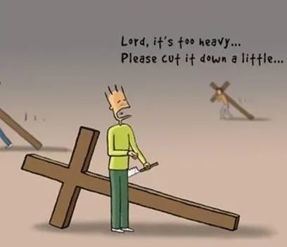 Panel 3 of the illustrated teaching story about carrying a cross