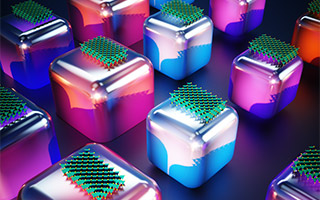 Metal nanocube with nanomaterials