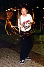 Ti Eu at intense concentration with the fire Devil Stick